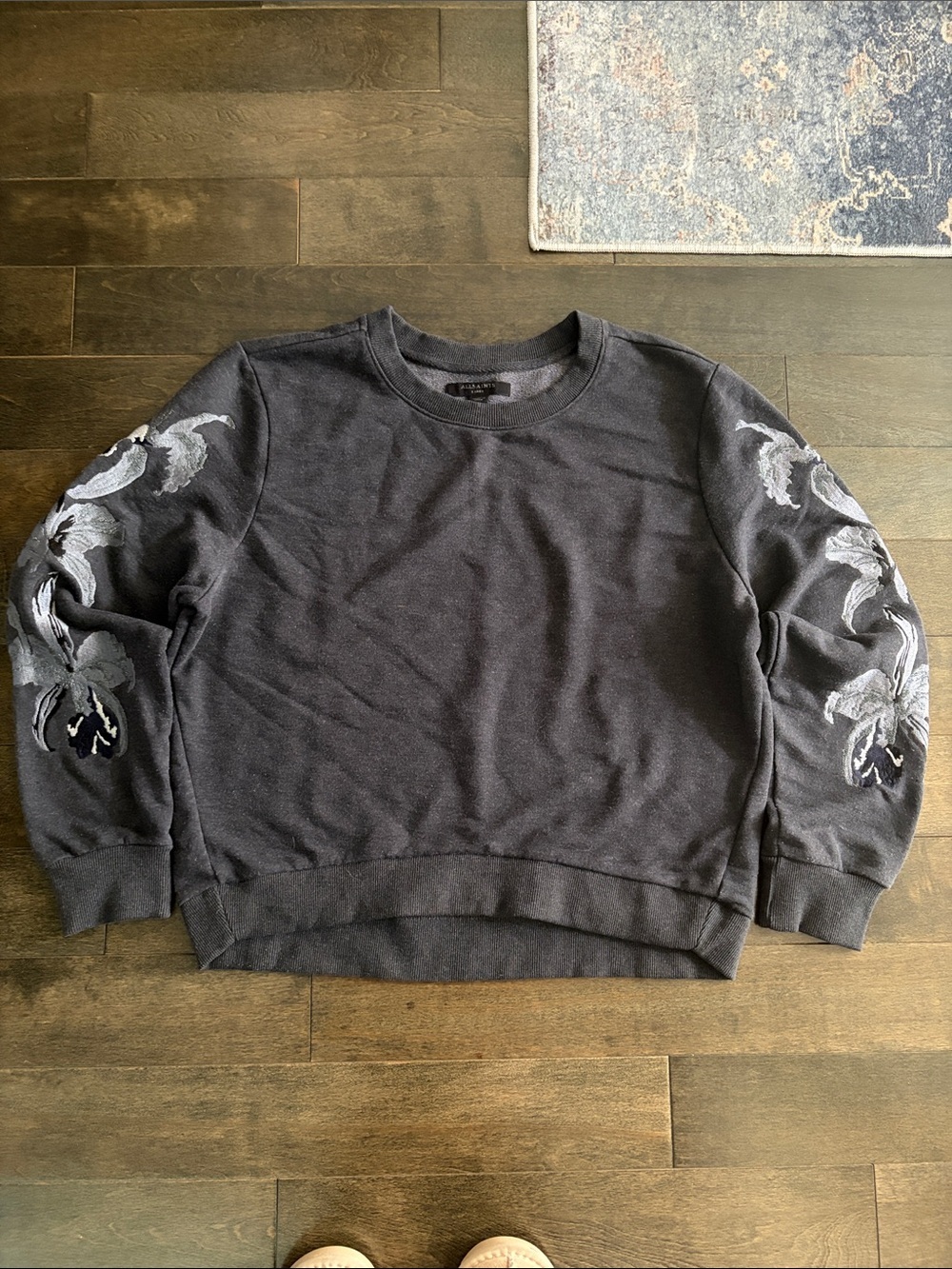 Allsaints Crewneck Sweatshirt with Sleeve Embroidery